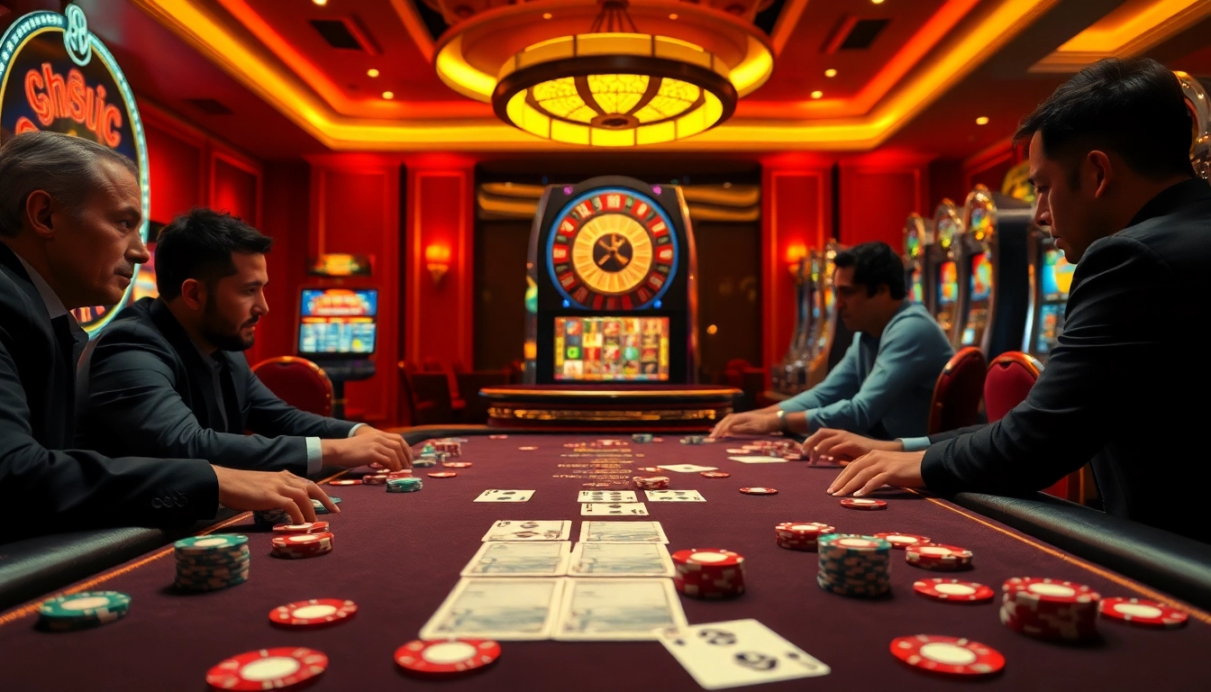 9phabc represents thrilling poker action at a luxurious casino table filled with chips and cards.