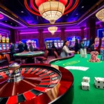 Experience thrilling gameplay at https://kp88vip.com/ with vibrant casino scenes featuring lively tables and colorful poker chips.
